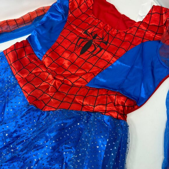 Marvel Spider-Girl Costume Dress Girls Size L 10½-12½ Red & Blue Mesh - Picture 2 of 7
